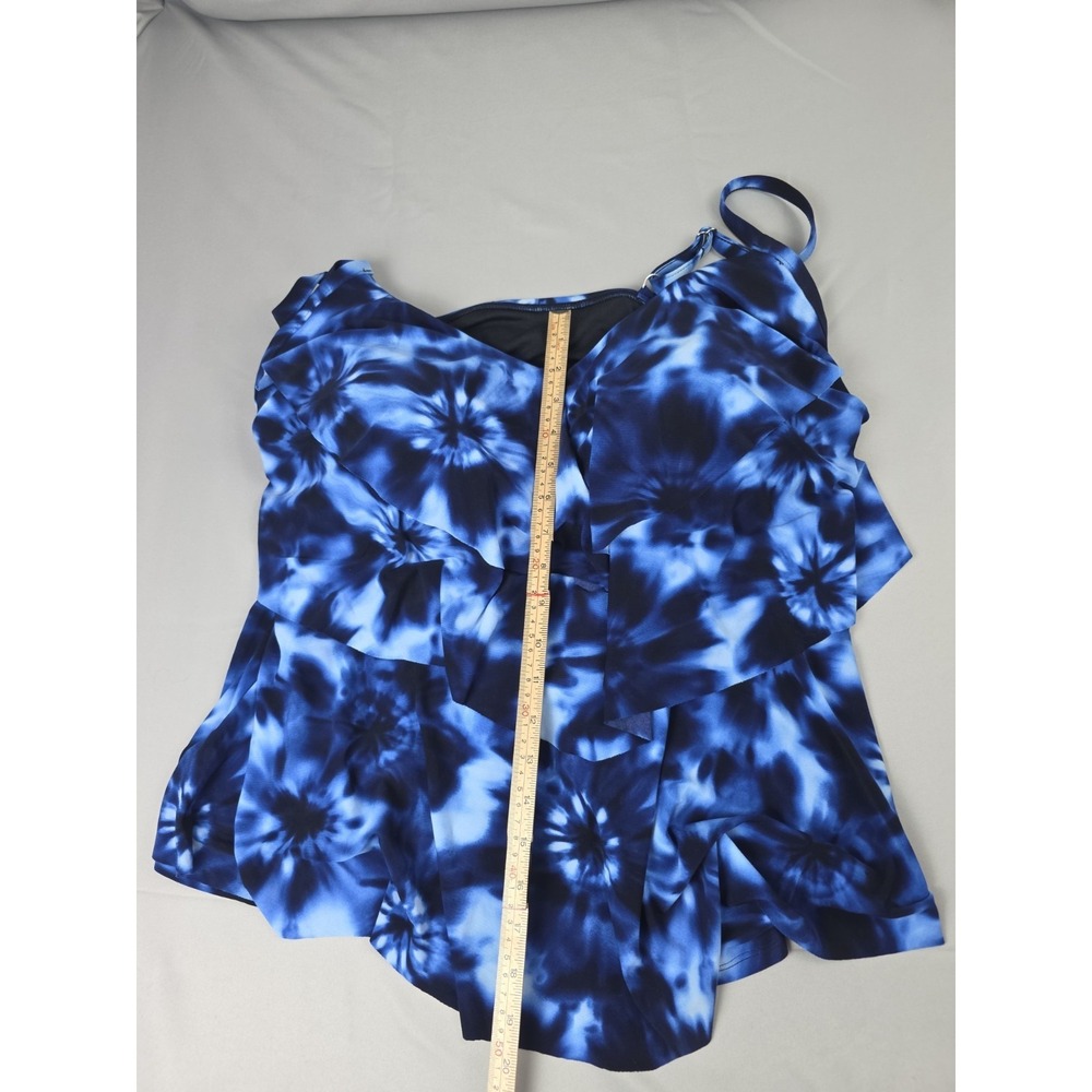 Aqua Green Womens Tankini Swimsuit Top Swimwear Tie Die Blue Plus Size 26W NWT - Picture 3 of 12